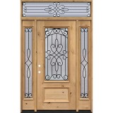 3/4 Lite Knotty Alder Wood Door Unit with Transom #279