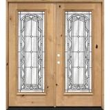 Full Lite Knotty Alder Wood Double Door Unit #292