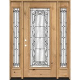 Full Lite Knotty Alder Wood Door Unit with Sidelites #292