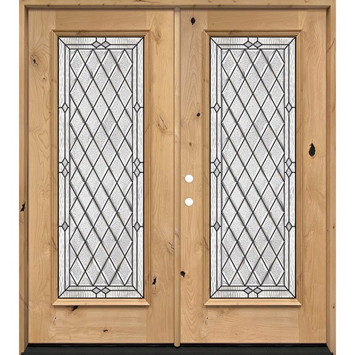Diamond 3/4 Lite Knotty Alder Wood Double Door Unit #294
