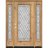 Diamond 3/4 Lite Knotty Alder Wood Door Unit with Sidelites #294