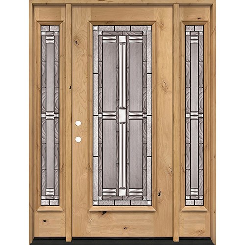 Full Lite Knotty Alder Wood Door Unit with Sidelites #297