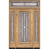 Full Lite Knotty Alder Wood Door Unit with Transom #297