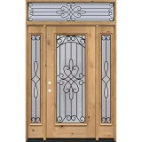 Full Lite Knotty Alder Wood Door Unit with Transom #299