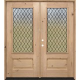Diamond Granite 3/4 Lite Knotty Alder Wood Double Door Unit #373