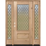 Diamond Granite 3/4 Lite Knotty Alder Wood Door Unit with Sidelites #373