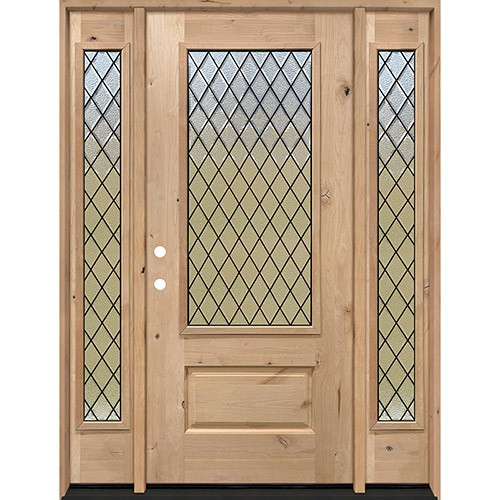 Diamond Granite 3/4 Lite Knotty Alder Wood Door Unit with Sidelites #373 Diamond Granite 3/4 Lite Knotty Alder Wood Door Unit with Sidelites #373