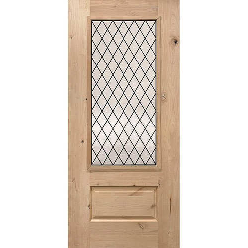 Diamond 3/4 Lite Knotty Alder Wood Door Slab #374