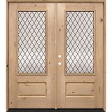 Diamond 3/4 Lite Knotty Alder Wood Double Door Unit #374