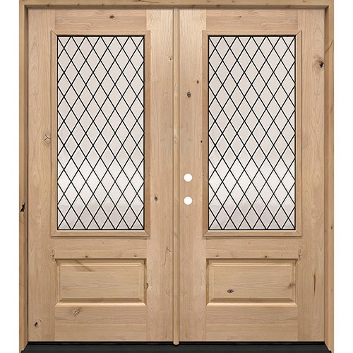 Diamond 3/4 Lite Knotty Alder Wood Double Door Unit #374 Diamond 3/4 Lite Knotty Alder Wood Double Door Unit #374