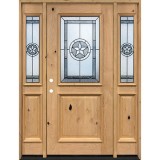 Half Lite Star Knotty Alder Wood Door Unit with Sidelites #40