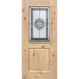 Half Lite Star Knotty Alder Wood Door Slab #40