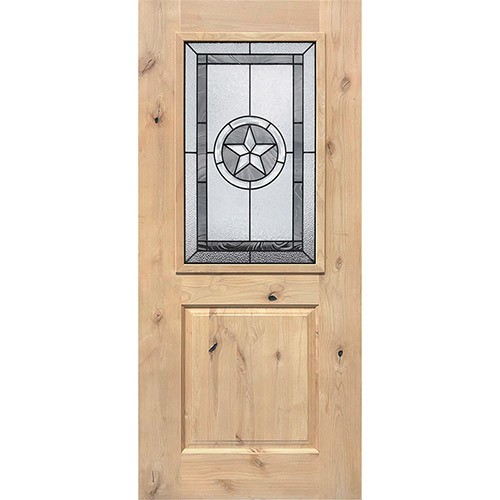 Half Lite Star Knotty Alder Wood Door Slab #40 Half Lite Star Knotty Alder Wood Door Slab #40