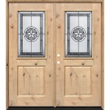 Half Lite Star Knotty Alder Wood Double Door Unit #40
