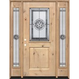 Half Lite Star Knotty Alder Wood Door Unit with Sidelites #40