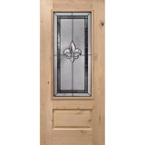 Fleur-de-lis 3/4 Lite Knotty Alder Wood Door Slab #48