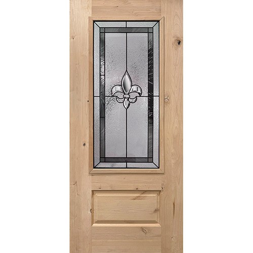 Fleur-de-lis 3/4 Lite Knotty Alder Wood Door Slab #48
