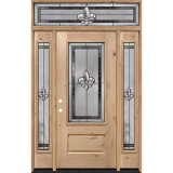 Fleur-de-lis 3/4 Lite Knotty Alder Wood Door Unit with Transom #48