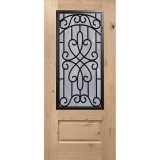 3/4 Iron Grille Knotty Alder Wood Door Slab #62