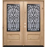 3/4 Iron Grille Knotty Alder Wood Double Door Unit #62