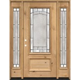 3/4 Lite Knotty Alder Wood Door Unit with Sidelites #67