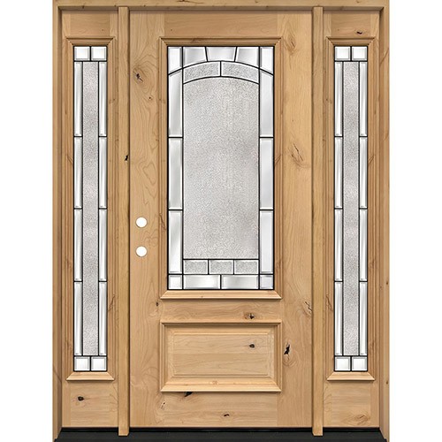 3/4 Lite Knotty Alder Wood Door Unit with Sidelites #67
