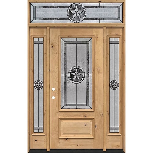 Texas Star 3/4 Lite Knotty Alder Wood Door Unit with Transom #70