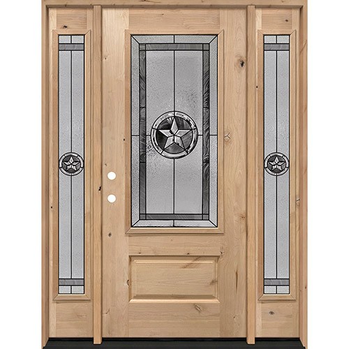 Texas Star 3/4 Lite Knotty Alder Wood Door Unit with Sidelites #70