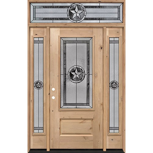 Texas Star 3/4 Lite Knotty Alder Wood Door Unit with Transom #70