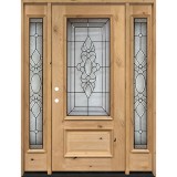 3/4 Lite Knotty Alder Wood Door Unit with Sidelites #73