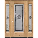 Fleur-de-lis 8'0" Tall 3/4 Lite Mahogany Wood Door Unit with Sidelites #84