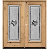 Texas Star Full Lite Knotty Alder Wood Double Door Unit #90