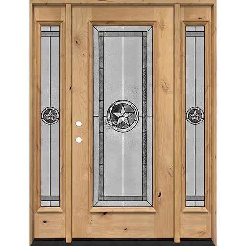 Texas Star Full Lite Knotty Alder Wood Door Unit with Sidelites #90