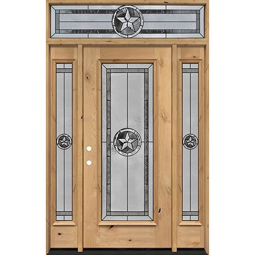 Texas Star Full Lite Knotty Alder Wood Door Unit with Transom #90