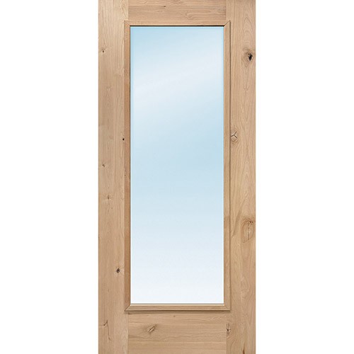 Exterior 6'8" 1-Lite Low-E Knotty Alder Wood Door Slab