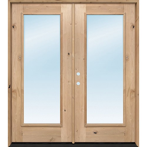 Exterior 6'8" 1-Lite Low-E Knotty Alder Wood Door French Unit