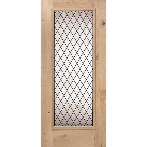 Diamond Full Lite Knotty Alder Wood Door Slab #394 Diamond Full Lite Knotty Alder Wood Door Slab #394