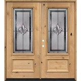 Fleur-de-lis 3/4 Lite Knotty Alder Wood Double Door Unit #48