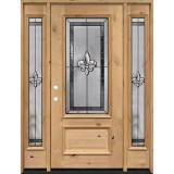 Fleur-de-lis 3/4 Lite Knotty Alder Wood Door Unit with Sidelites #48