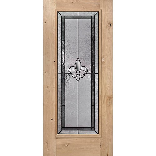 Fleur-de-lis Full Lite Knotty Alder Wood Door Slab #84 Fleur-de-lis Full Lite Knotty Alder Wood Door Slab #84