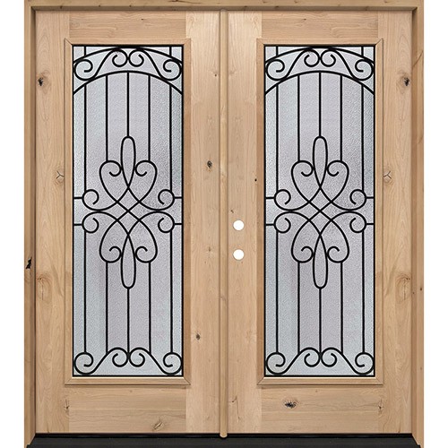 Full Lite Knotty Alder Wood Double Door Unit #299 Full Lite Knotty Alder Wood Double Door Unit #299