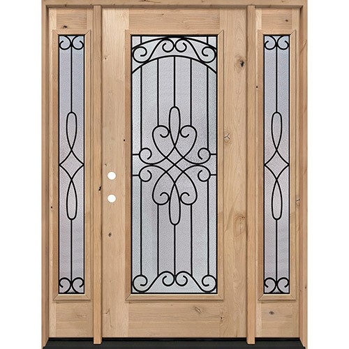 Full Lite Knotty Alder Wood Door Unit with Sidelites #299 Full Lite Knotty Alder Wood Door Unit with Sidelites #299