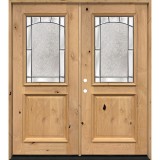 Half Lite Knotty Alder Wood Double Door Unit #27