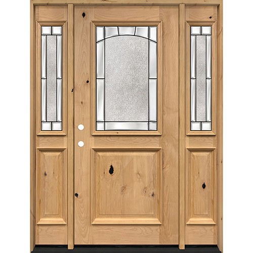 Half Lite Knotty Alder Wood Door Unit with Sidelites #27