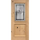 Half Lite Fleur-de-lis Knotty Alder Wood Door Slab #41