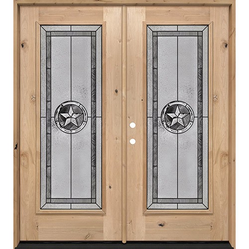 Texas Star Full Lite Knotty Alder Wood Double Door Unit #90 Texas Star Full Lite Knotty Alder Wood Double Door Unit #90