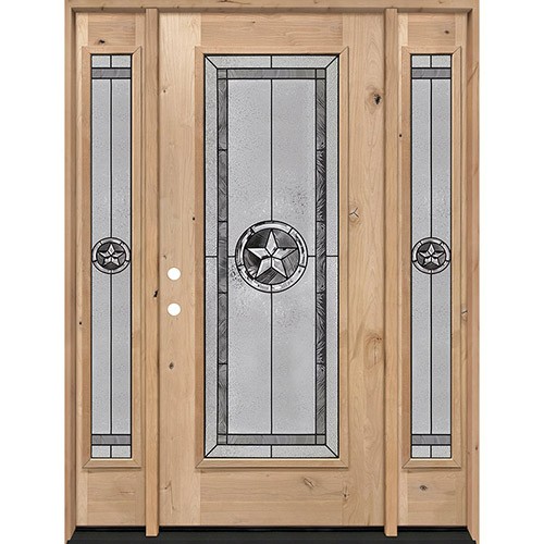 Texas Star Full Lite Knotty Alder Wood Door Unit with Sidelites #90 Texas Star Full Lite Knotty Alder Wood Door Unit with Sidelites #90