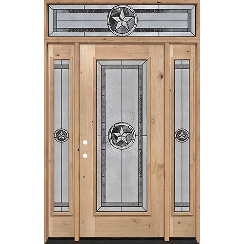Texas Star Full Lite Knotty Alder Wood Door Unit with Transom #90