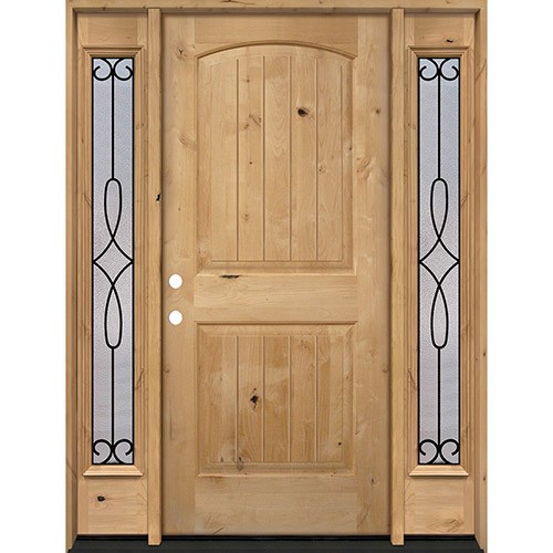 Rustic Knotty Alder Wood Door Unit with #299 Sidelites #UK25