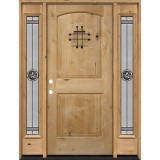 Rustic Knotty Alder Wood Door Unit with #90 Star Sidelites #UK26